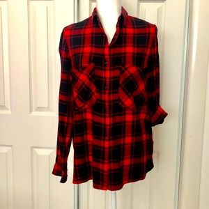 Zara Plaid Checkered Red Long Sleeve